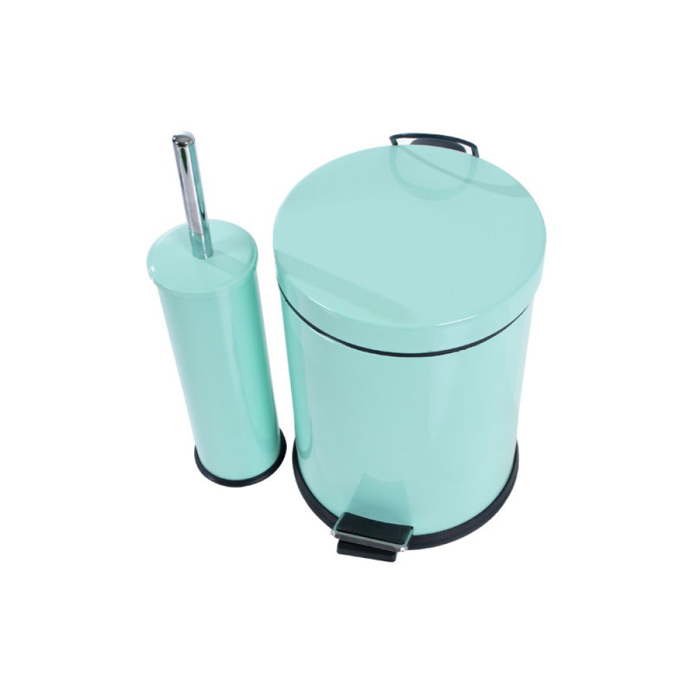 Krom Boyalı Pedallı Çöp Kovası 5 Litre + Krom Tuvalet Fırçası | ID3017