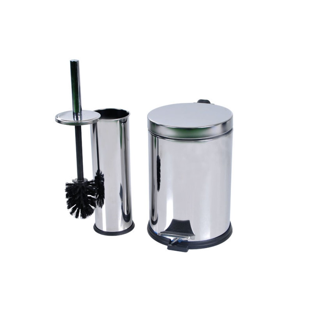 Krom Pedallı Çöp Kovası 3 Litre + Krom Tuvalet Fırçası | ID3011