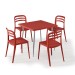 Alezy Carmen Masa Takımı 80x80 Masa + 4 Adet Aspen Renkli Sandalye Kırmızı | ID6392