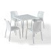 Alezy Carmen Masa Takımı 80x80 Masa + 4 Adet Castel Renkli Sandalye Beyaz | ID6404