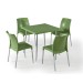 Alezy Carmen Masa Takımı 80x80 Masa + 4 Adet Castel Renkli Sandalye Yeşil | ID6408