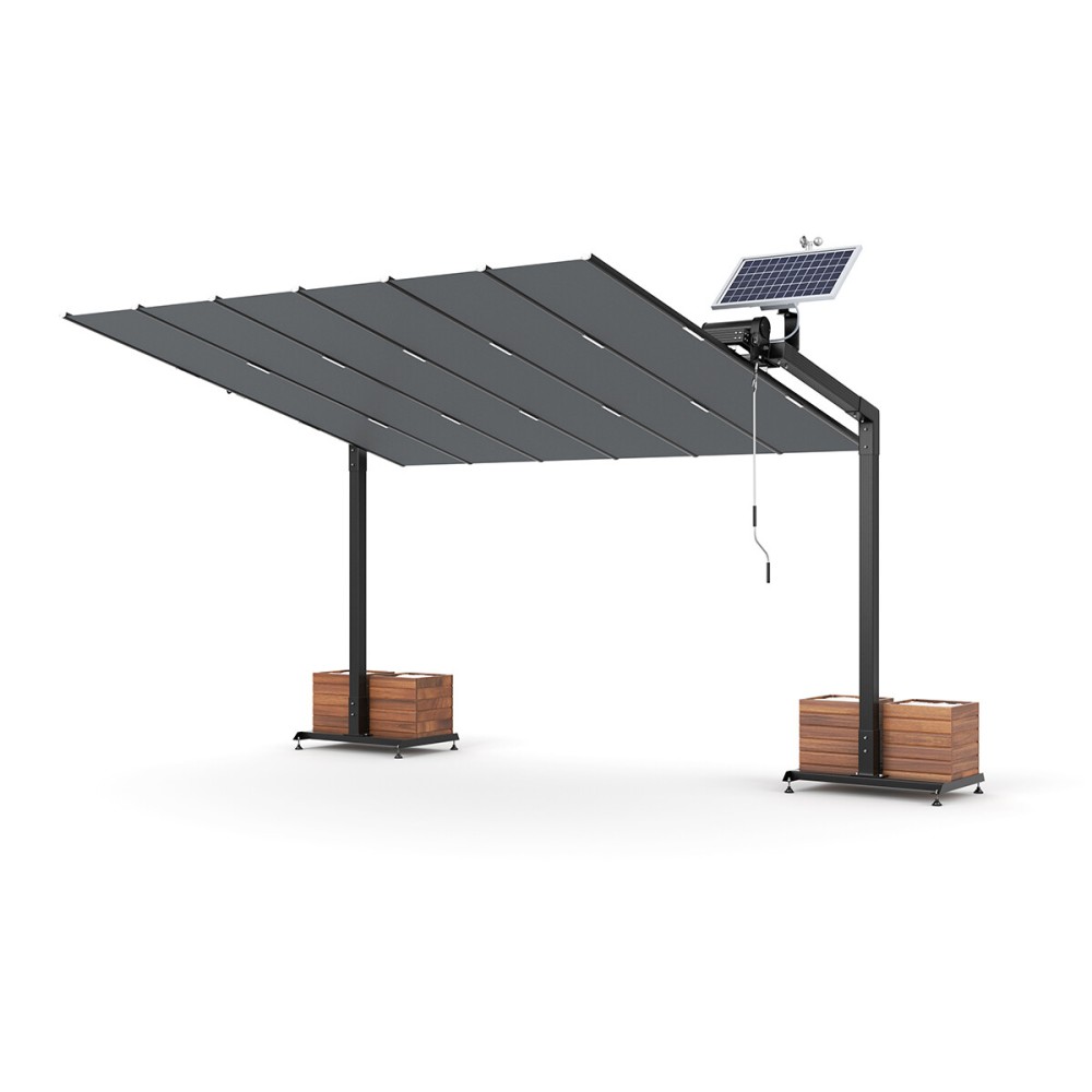 Alezy 326S Cosmos Solar Sensörlü Güneş Panelli Ledli Pergo Sistem Şemsiye 300x360cm | ID6438